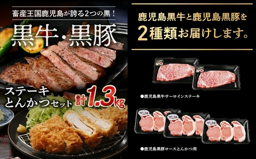 022-45 鹿児島黒牛ステーキ・黒豚とんかつセット